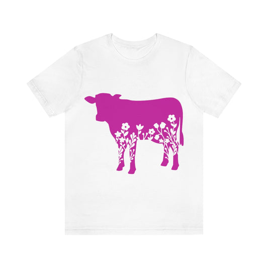 *Floral Cow* Unisex Jersey Short Sleeve Tee